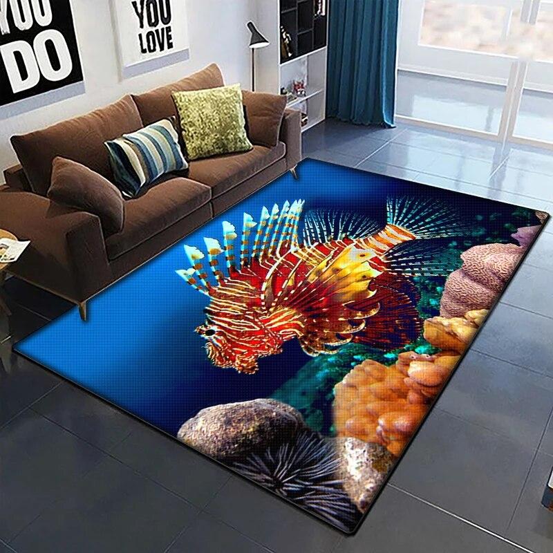 Морская рыба, красивый ковер с росписью для гостиной, большой ковер, черный мягкий ковер, украшения дома, коврики, коврики в стиле бохо, пикник