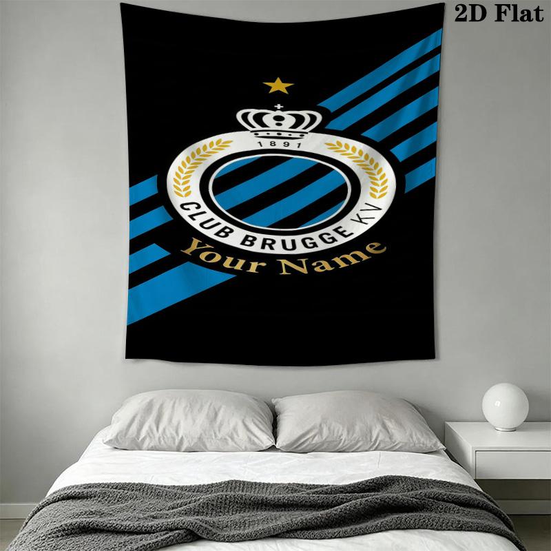 Club Brugge K.V Custom Name Wall Tapestry Aesthetic Wall Hanging Printed Fabric Blanket Decorative Tapestries for Bedroom Living Room Home Decor
