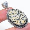 Dalmation Jasper Gemstone 925 Sterling Silver Jewelry Pendant 2.05" SU-10728