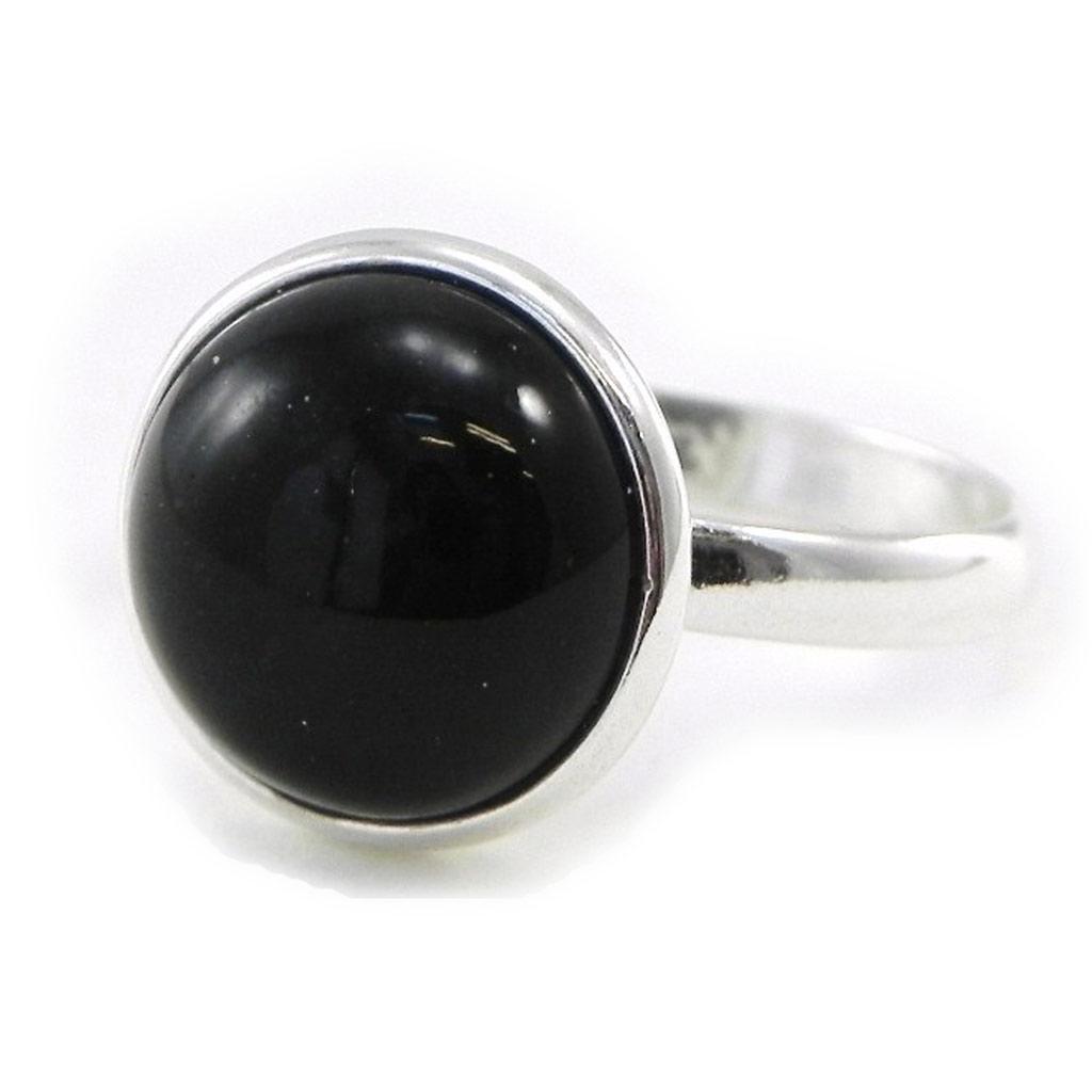 Black Jet Black Goddess Silver Ring