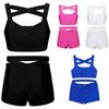 Kids Girls 2 Pieces Active Shorts Set Athletic Crop Tops with Booty Shorts Tracksuit Ballet Gymnastics Outfits
