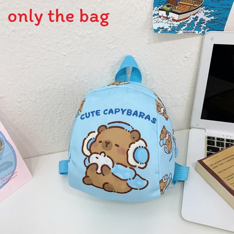 Capybara Drinking Milk Tea Burger Toast Cake Cartoon Pattern Kid Backpack For Preschool Boys And Girls