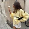Yellow Knitted Letter Sweater Women Elegant Round Neck Long Sleeve Short Pullover Casual Lady New Street Sweaters
