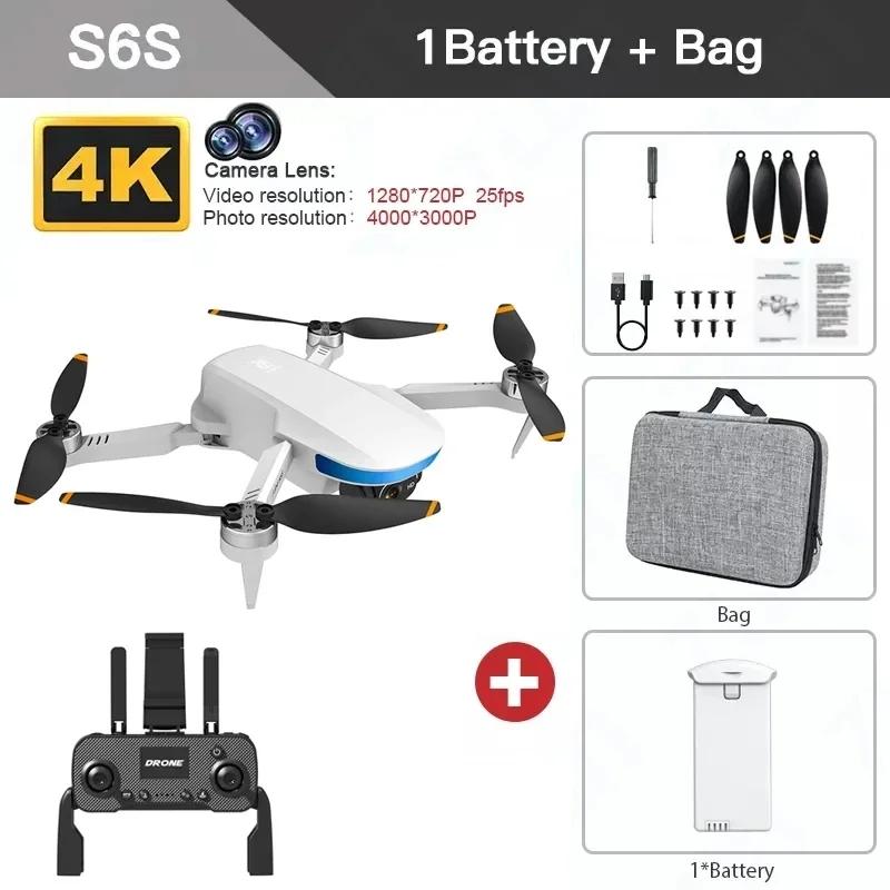 Новый мини-дрон S6S с GPS 4K Professinal Двойная HD EIS камера Оптический поток 5G Wi-Fi Бесколлекторный Складной Квадрокоптер Радиоуправляемый Вертолет Игрушки Дрон