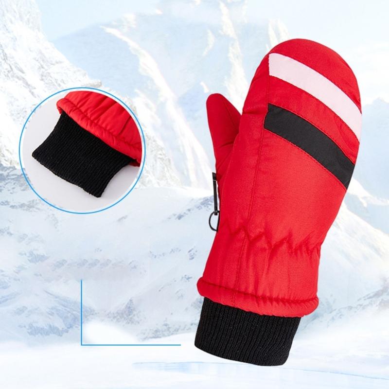 2-5 лет Водонепроницаемые Детские Лыжные Перчатки Зимние Велосипедные Перчатки Противоскользящие Перчатки Теплые Толстые Флисовые Митенки для Сноубординга Перчатки