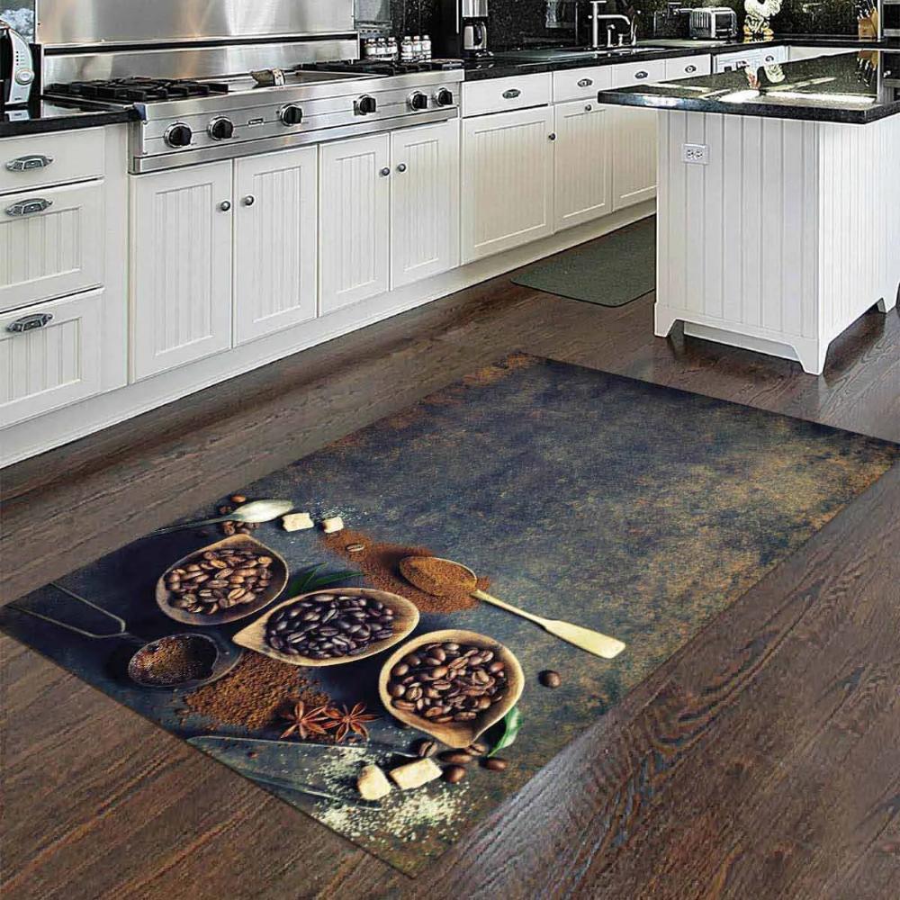 Special Design Kitchen Rug for Coffee Lovers Stain-Resistant, Easy-to-Clean Coffee Patterned Kitchen Rug