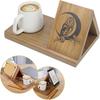 Wooden Bookshelf Organizer with Phone Holder Natural Wood Triangle Book Stand Desk Valet with Cup Holder Picture Frame