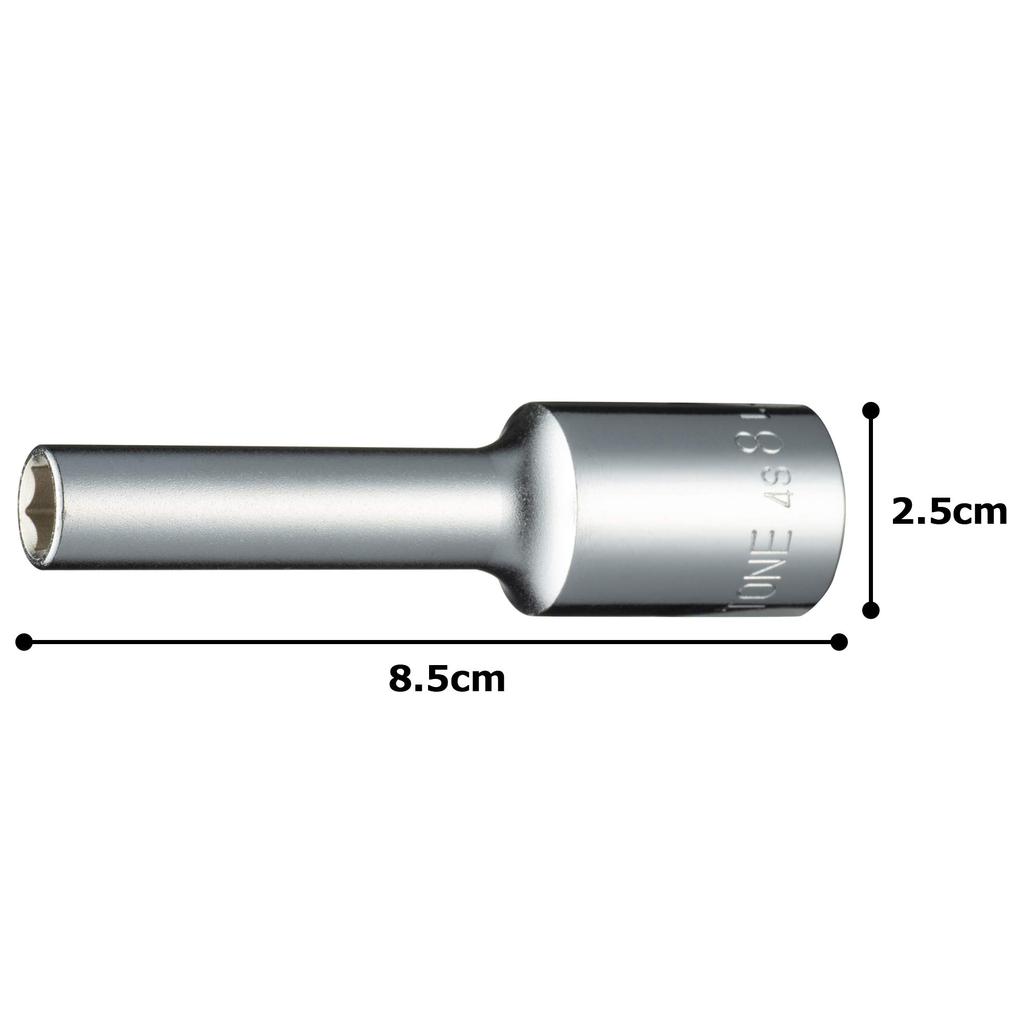 TONE Deep Socket Drive Angle Width Across Flats 8mm (Hexagonal) 4S-08L 12.7mm (1/2")