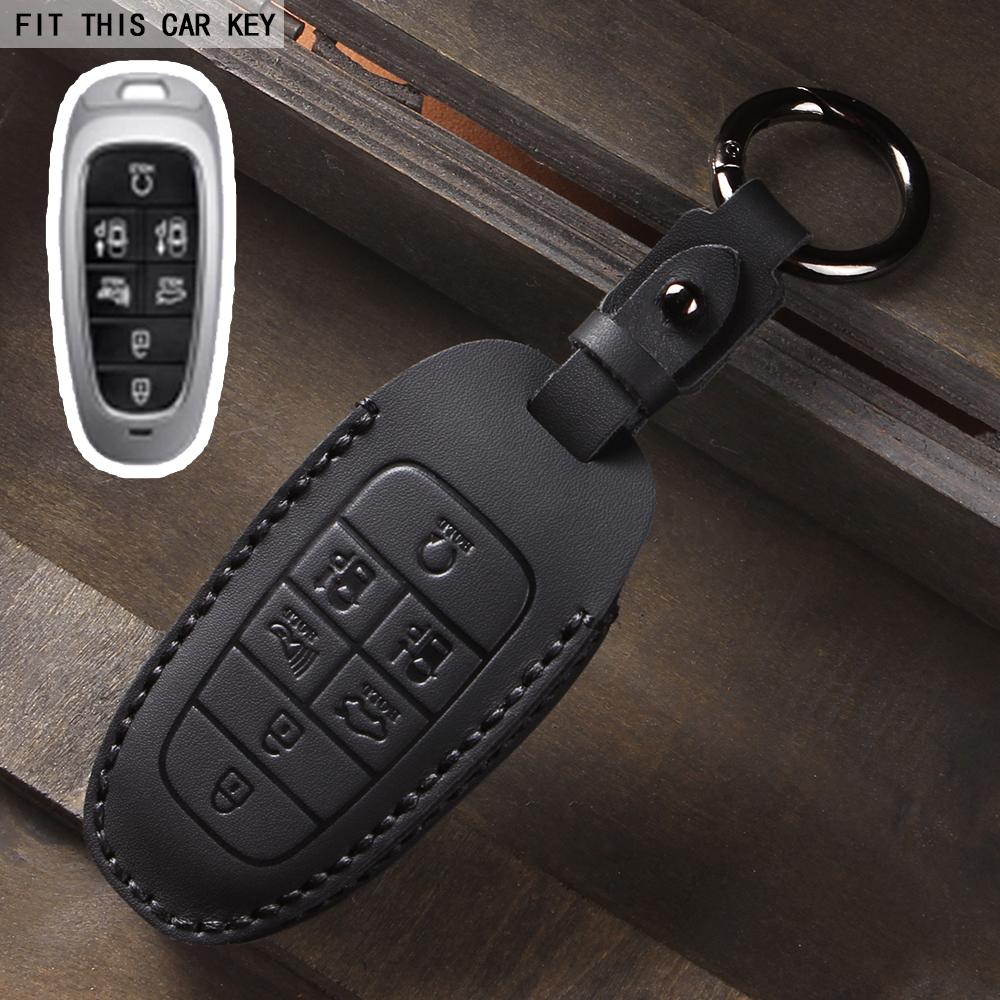 Leather Car Key Case Cover Fob for Hyundai Sonata Sel Ev 6 Ev 8 IONIQ 5 Nexo DN8 Fe Tucson Sonata Staria NX4 Ioniq