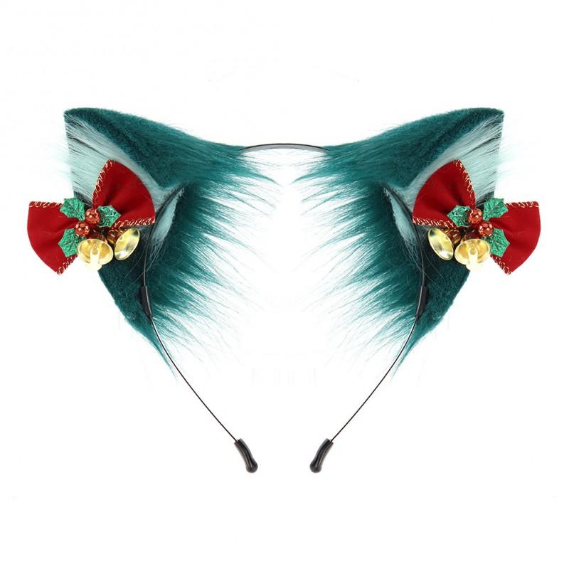Christmas Plush Cat Ear Headband Lolita Style Cute Hair Accessory Winter Parties
