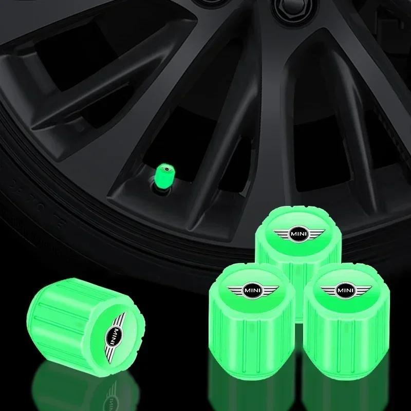 XZXCK1 For BMW MINI 4Pcs Luminous Car Tire Valve Caps Badge Emblem Styling For MINI Cooper Fridge One S F56 R57 R58 R60 JCW Countryman