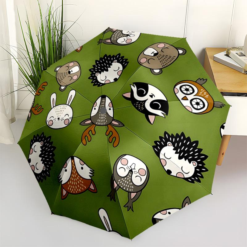 1pc Forest Creatures Automatic Folding Umbrella - 8-Rib Automatic Open/Close, Large Canopy Birthday Festival Gift yy251217159