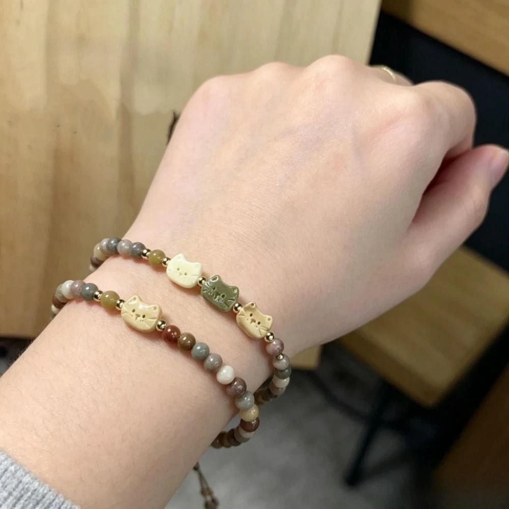 Resin Cat Bracelet Best Friend Stacked Bracelet Ornaments Women Jewelry Hand