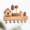 Wooden Decorative Hook 6 Hooks Sundries Storage Hook Row Hook Key Hook Rack Entryway
