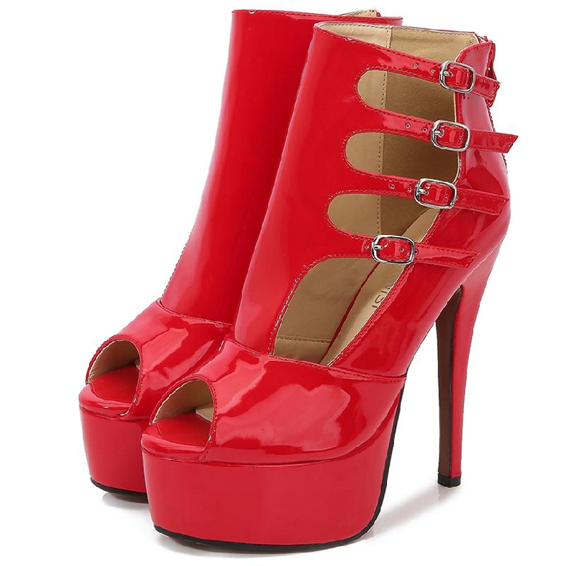 Sexy Ultra High Heels Ankle Boots For Women Summer Shoe Platform Pumps Luxury Red White Stripper Dance Shoes Female Large Size