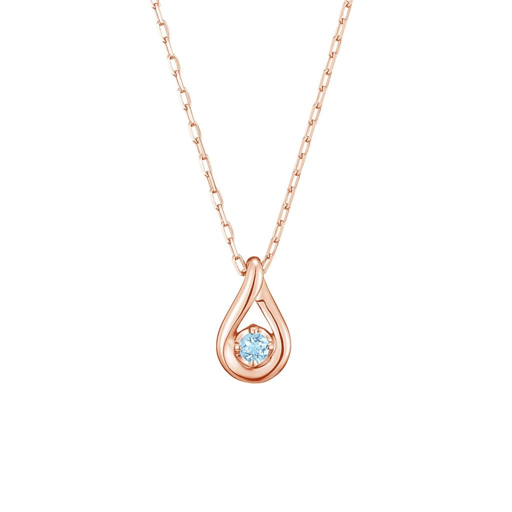 K10 Pink Gold Necklace [Yondo Sea] 4℃ [March Birthstone] 11181-612-3132-00-00 Women's