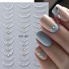 3D Rhinestones Silver Wave Lines Nail Stickers Decals Stripe Pearl Lace Nail Art Decorations Self Adhesive Gel Slider Manicure
