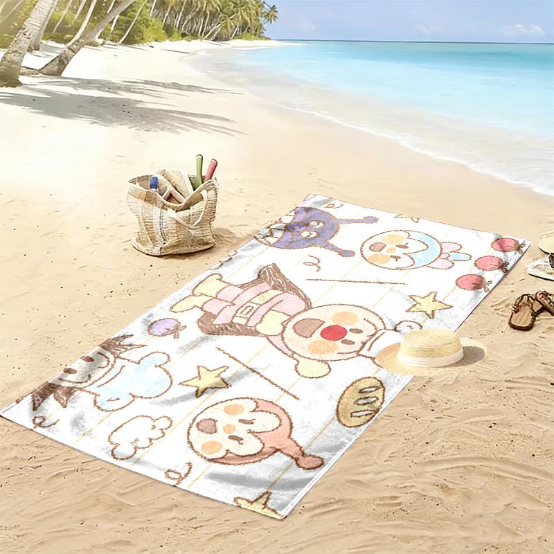Anpanman Print Beach Towel, Large Soft Quick Dry Towel for Beach Camping Swimming