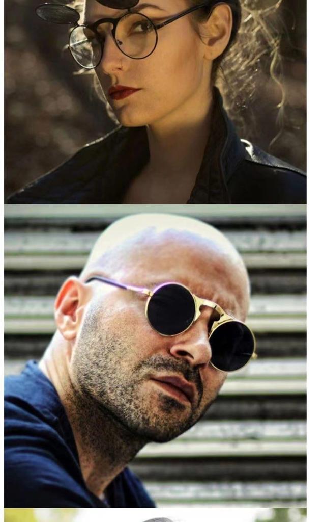 Стимпанк Солнцезащитные очки Круглые очки Классическая Мода Стильные Полноободковые Откидные (Золотой Зеленый)