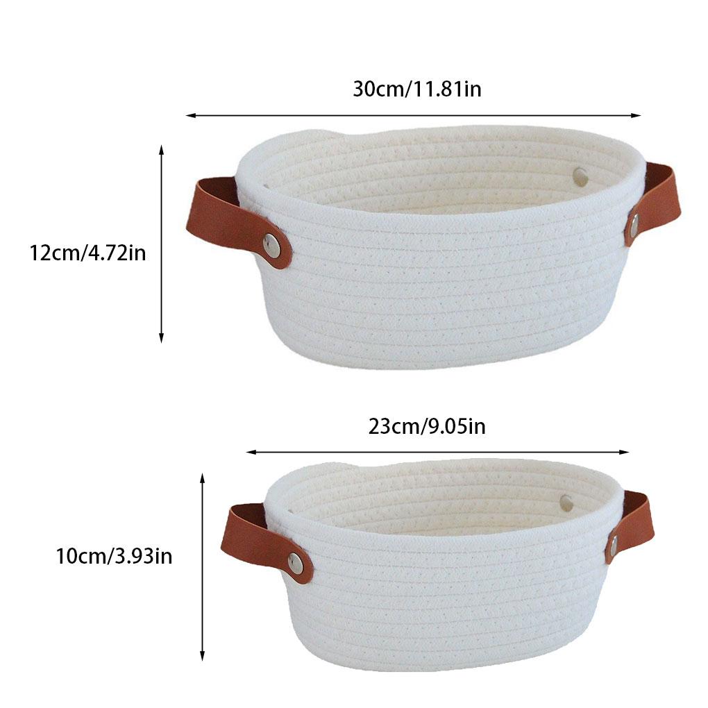 Корзина для хранения в скандинавском стиле с ручками, плетеная вручную из хлопковой веревки, контейнер для игрушек, всякой всячины, ключей, рабочего стола для гардероба