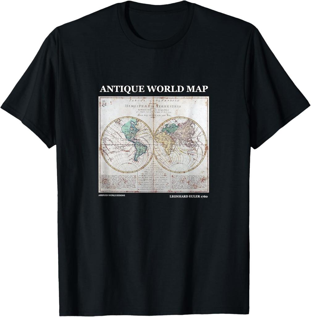 Antique World Map Leonhard Euler 1760 Geography Novelty Gift T-Shirt