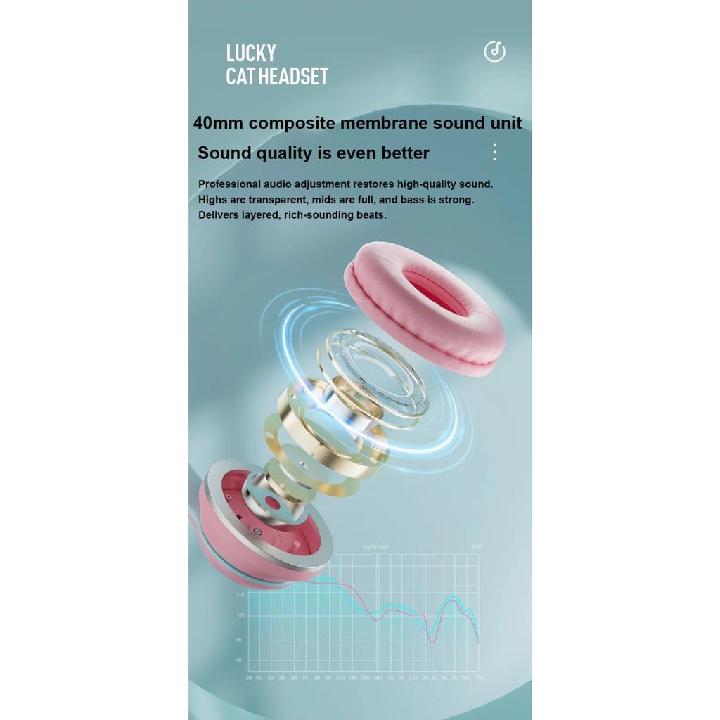 Светодиодная вспышка Bluetooth-наушники, милые кошачьи ушки, беспроводные наушники с микрофоном, для детей и девочек, стерео, крутые RGB-гарнитуры Bluetooth 5.1
