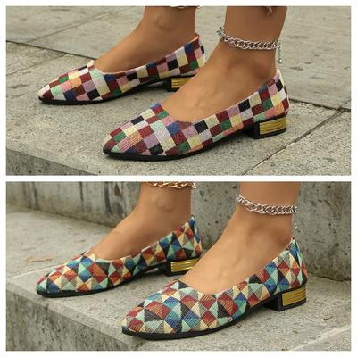 2025 женская обувь повседневная универсальная весна и лето новая мода остроносая плоская подошва с мелким вырезом цветные одинарные туфли большой размер одинарные туфли женские