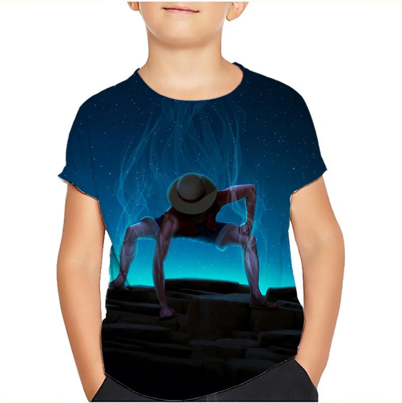 One Piece Luffy футболка Four Emperors короткий рукав Zoro Sanji Chopper Ace Law футболка детская одежда модные костюмы для детей топ