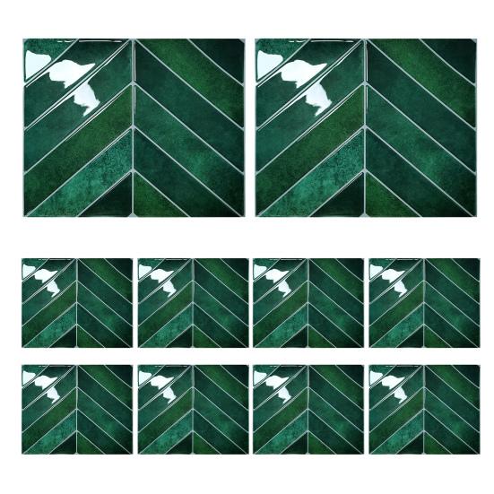 10 шт. настенных наклеек с темно-зеленым узором в виде листьев, легко наклеиваемые противоскользящие настенные наклейки для гостиной, спальни, кухни, декора