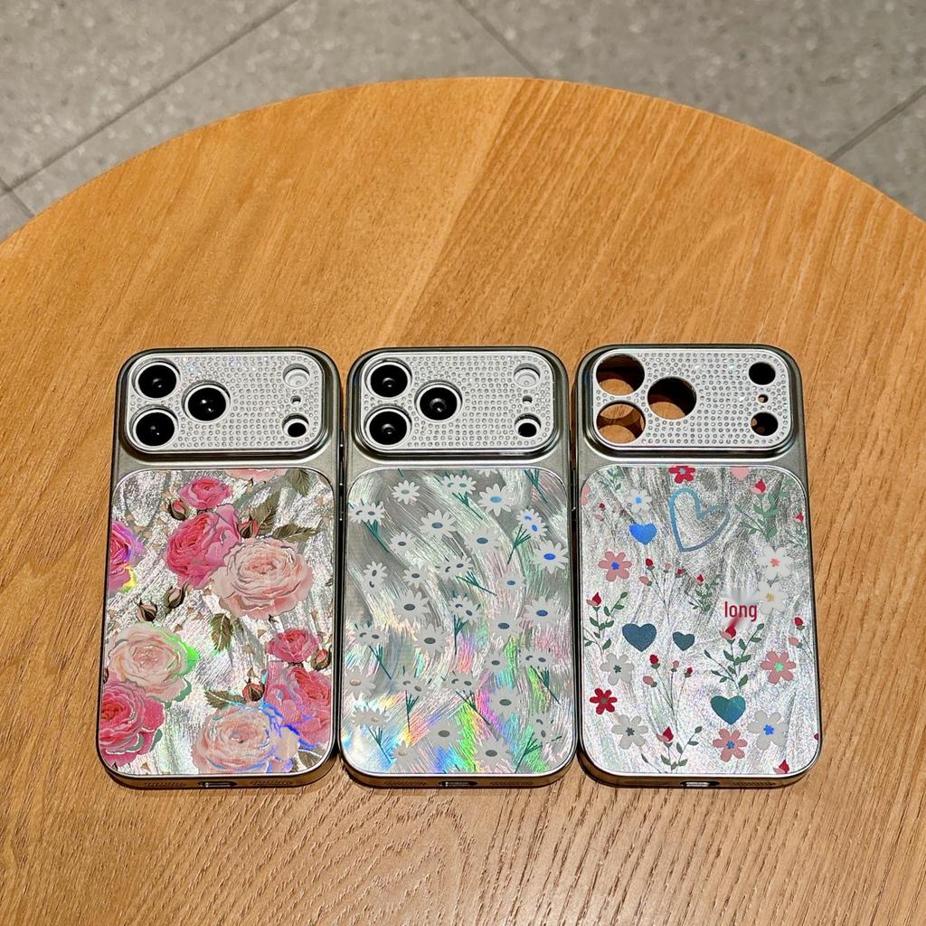 Гаргулья Цветок Стразы Линза Чехол Жесткий Покрытый Электролизом для iPhone 17 и 16 Pro Max