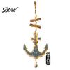 Indoor Battery Operated Lights Lighted Wooden Fish Starfish Wall Hanging Ornament, Beachy Decor with Warm Navy Blue Room Decorations LED Lights,