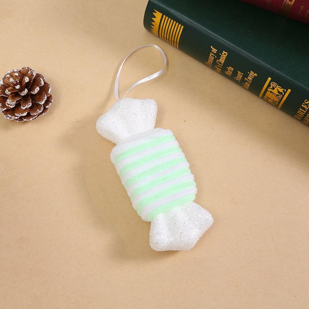 Flocking Xmas Tree Decor DIY Ice Cream Pendant Creative Candy Cane Ornament Home Decor