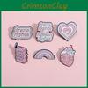 Cartoon Pink Whimsical Heart Brooch Fun Rainbow Heart Drink Box Letter Shaped Pin Accessory