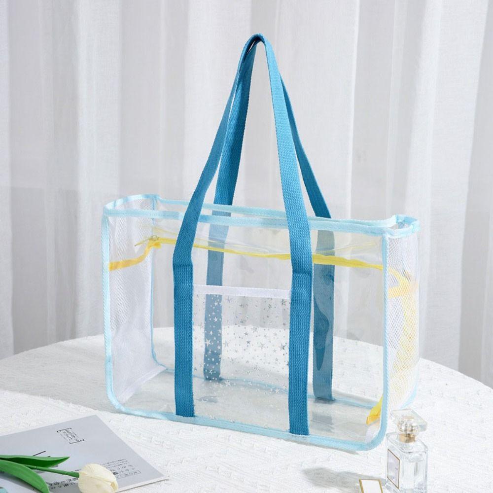 Large Capacity Pvc Transparent Handbag Cosmetic Bag Beach Tote Bag  Streetwear