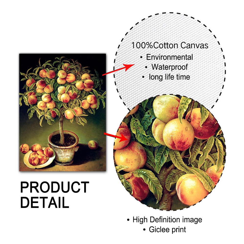 Винтажное фруктовое дерево, натюрморт, холст, картина, персик, гранат, яблоко, лимон, апельсин, принты, постеры, настенная картина, декор для кухни