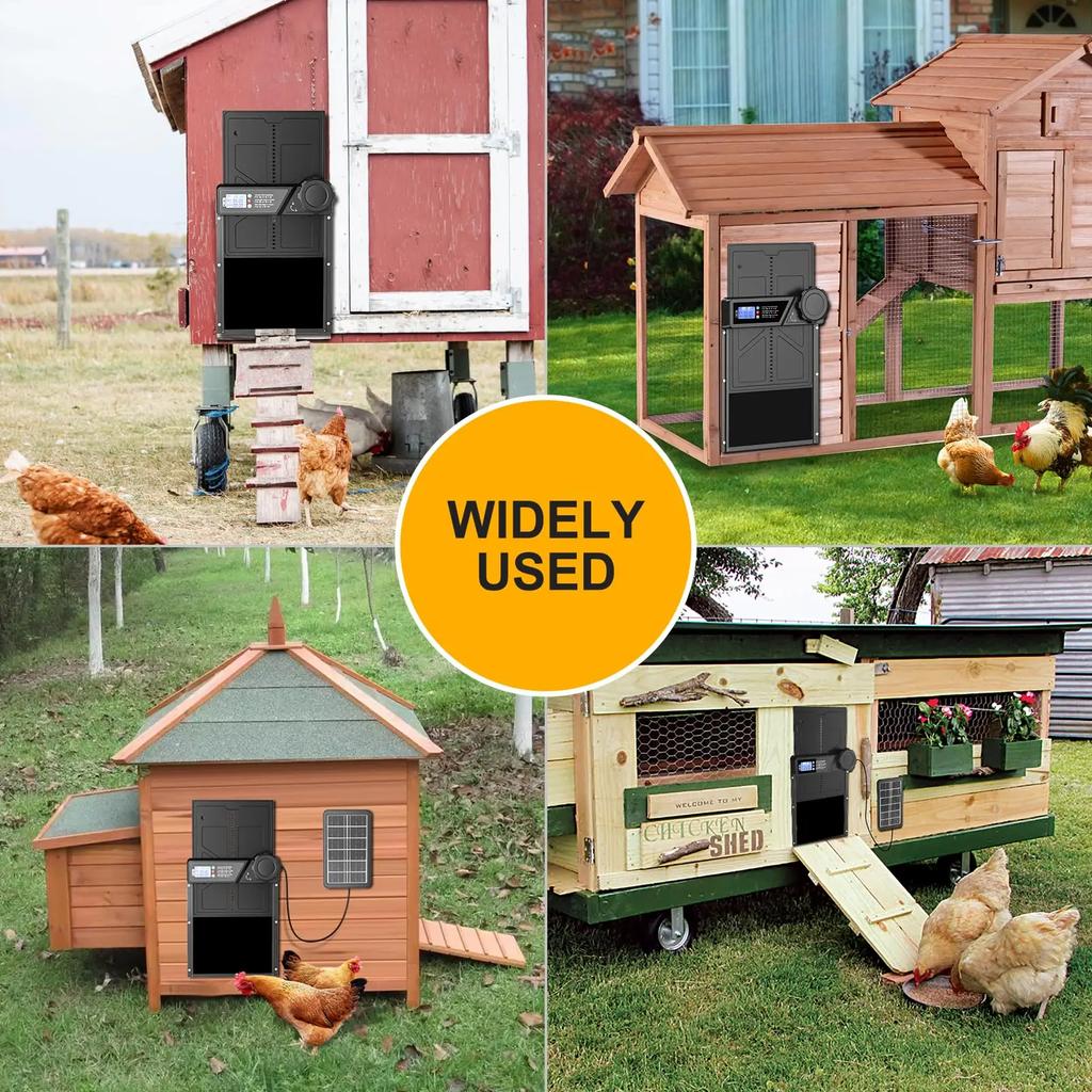 Автоматическая дверь курятника на солнечной энергии, ЖК-дисплей, автоматическая дверь для кур с таймером, дверь для кур из алюминиевого сплава с пультом дистанционного управления