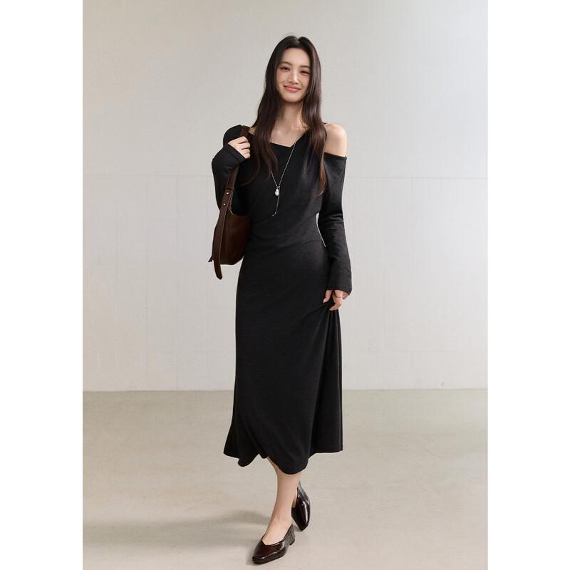 Mixiu Asymmetric Off-Shoulder Knitted A-Line Dress