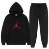 Men Women Hooded Fleece Lined Sweatshirt Set With Kangaroo Pocket Cuffed Pants Winter