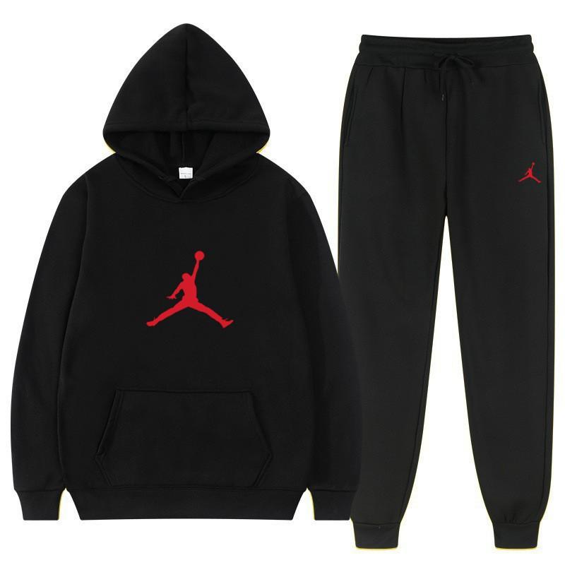 Men Women Hooded Fleece Lined Sweatshirt Set With Kangaroo Pocket Cuffed Pants Winter