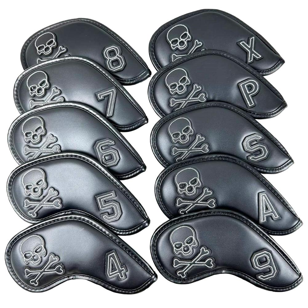 10pcs Golf Club Head Covers PU Leather Golf Putter Cover With Identification Number Golf Iron Headcover Sets Protective Cover Golf Accessories