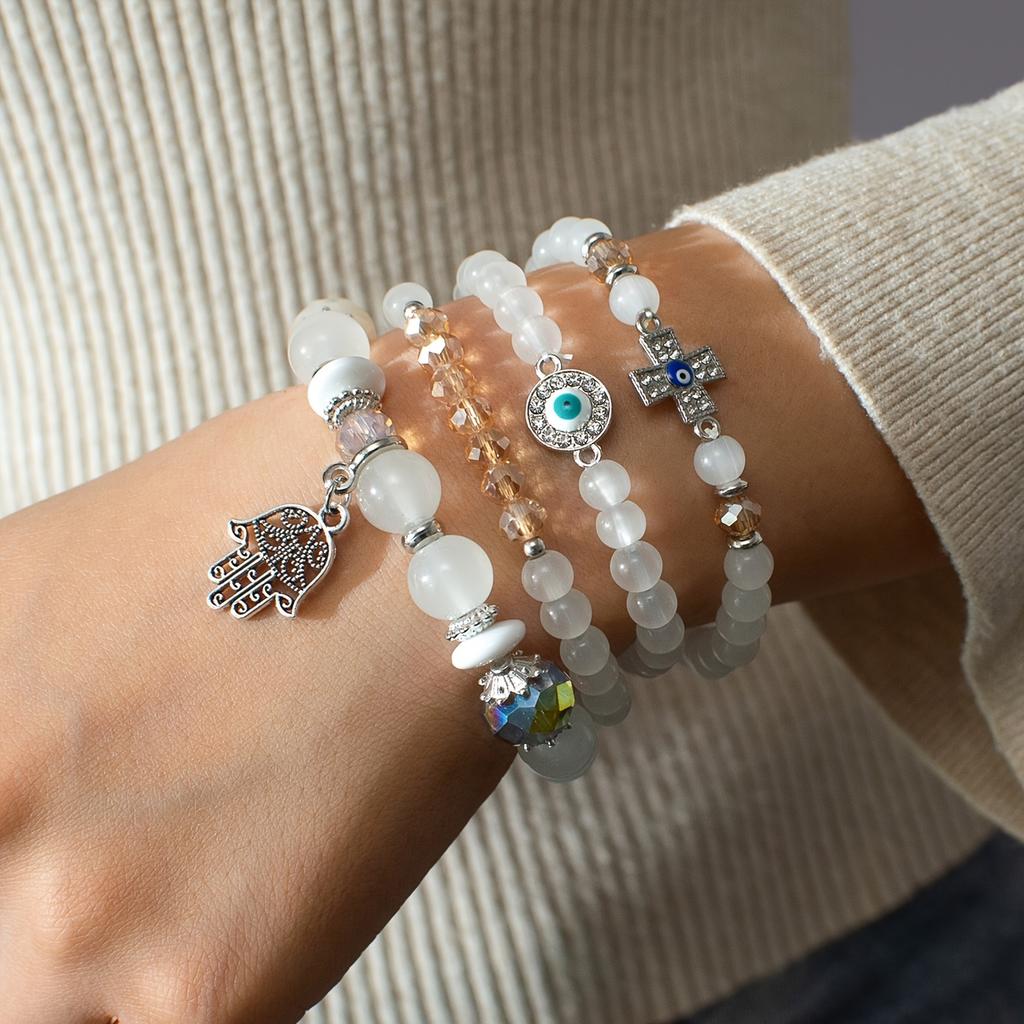 Богемный бисер ручной работы многослойный 4 шт./комплект подарочный крестик для отпуска декор для вечеринки браслеты для женщин бисер браслеты набор изящные ювелирные изделия