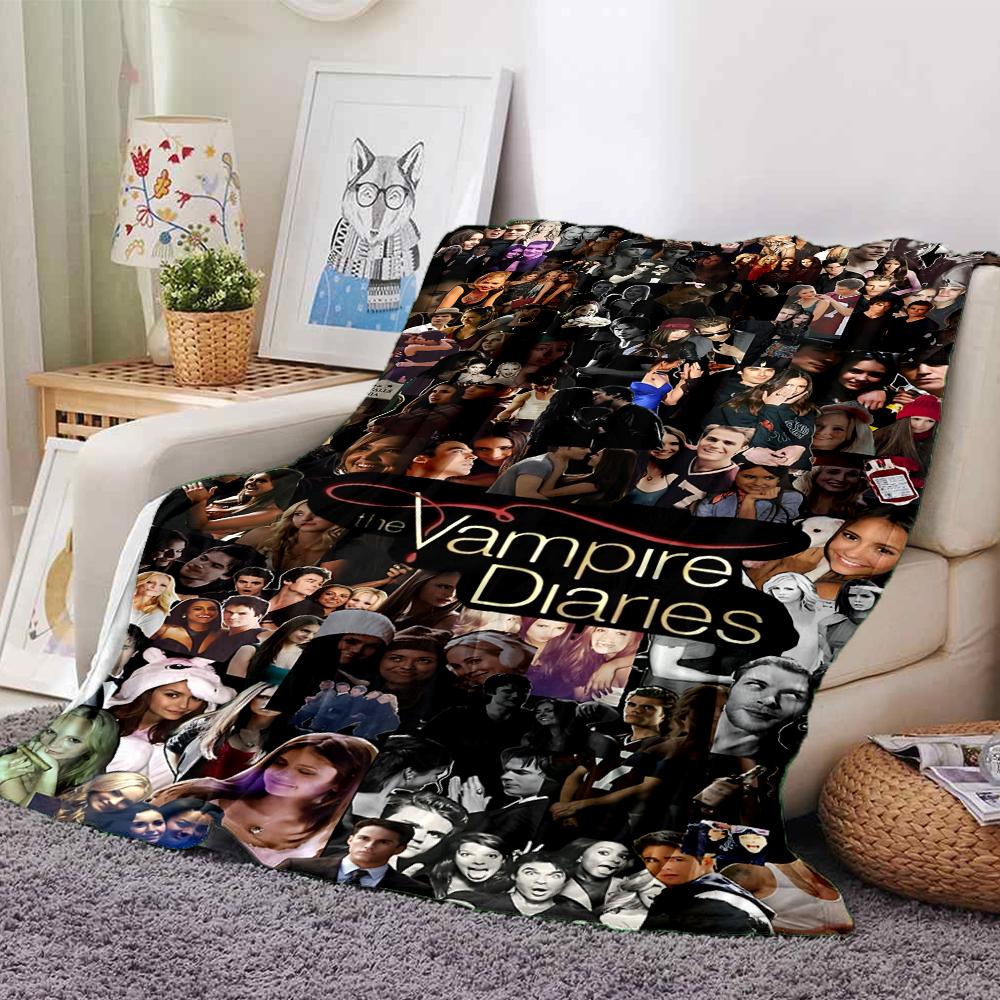 Vampire Diaries Collage Blanket Soft Throw Blanket For Home Bedroom Bed Sofa Travel Office Solid Christmas Blanket