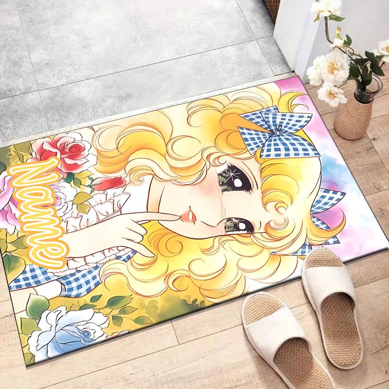 Custom Candy Candy Mat Personalized Name, Polyester Washable Indoor Entryway Rug, Gift for Christmas, Easter, Thanksgiving Day