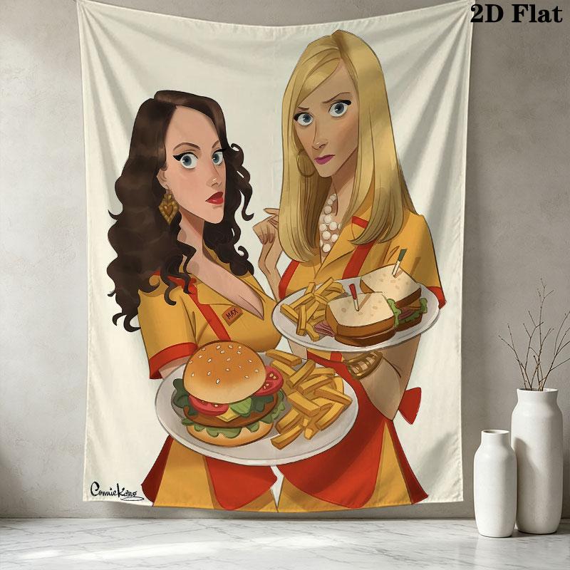 2 Broke American Sitcom Wall Tapestry Aesthetic Wall Hanging Printed Fabric Blanket Decorative Tapestries For Bedroom Living Room Home Decor
