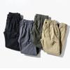 Мужские однотонные хлопковые брюки, летние дышащие однотонные брюки, повседневные брюки для фитнеса с карманами