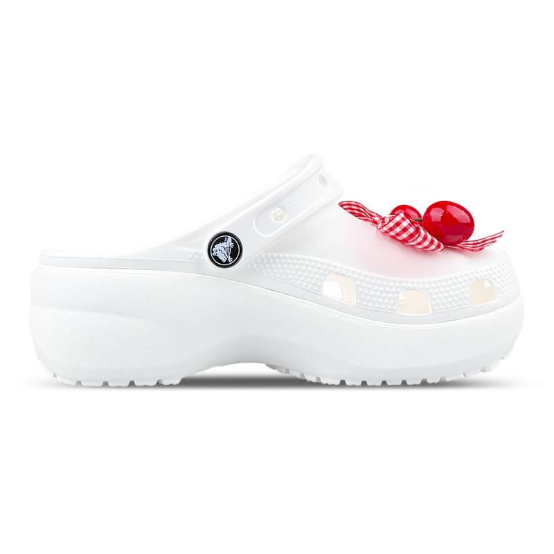 Crocs Classic Clog Playful and Cute Cake Colour EVA Three-dimensional Cherry Pink Girly Gift Box Hole Shoes Women's White