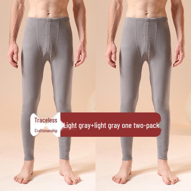 Мужские бесшовные термолеггинсы с высокой талией - Теплые осенние брюки из хлопка и шерсти