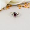 Garnet 925 Sterling Silver Pear Shape Gemstone Handmade Jewelry Ring For Women