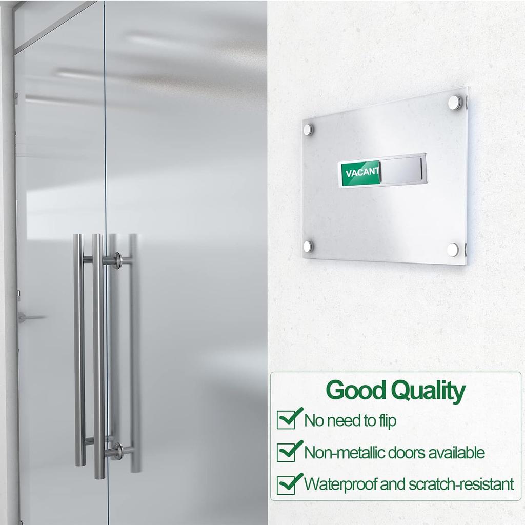 Sintuff 3 Pcs Privacy Sign Vacant Occupied Sign for Home Silver Bathroom Occupied Tips for Door Magnetic Non Scratch Slider Door Indicator Tells
