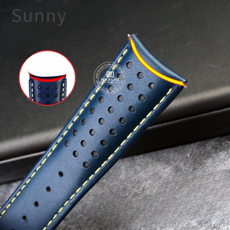 Для Citizen Blue Angel 22 23 мм Стальная Пряжка-иголка Желтая Линия Air Eagle At8020 Jy8078 Мужские Изогнутые Ремешки для Часов из Натуральной Кожи